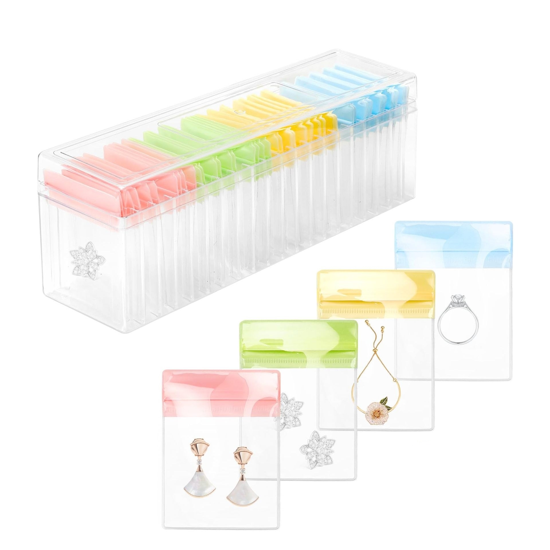 박스 & 밀봉 컬러 파우치 40매 (산화 변색 방지 귀걸이 목걸이 정리함), 투명 아크릴, 1세트 18,500원