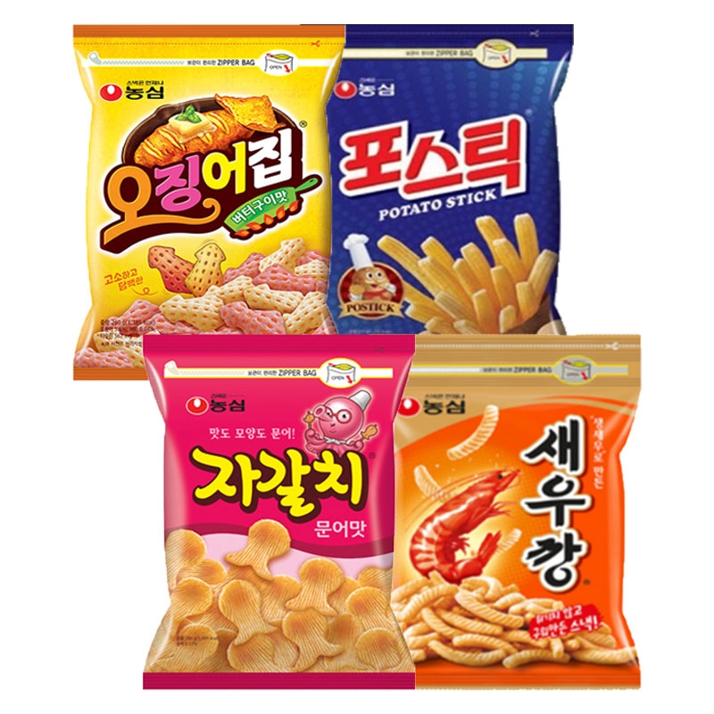 농심 대용량 세트 새우깡 + 자갈치 + 포스틱 +오징어집 1세트 21,200원