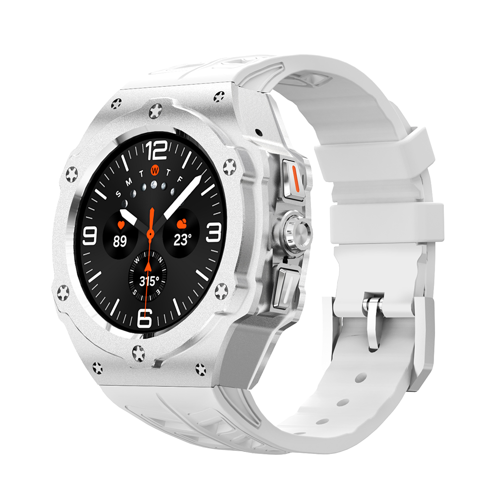 삼성 갤럭시워치 7/8 울트라 2025 호환 메탈 케이스 실리콘 스트랩 세트 47mm, 실버/화이트, 1개 82,500원