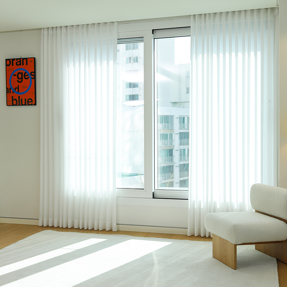 창안애 도로스 도톰한 나비주름 쉬폰커튼 레일 세트 방문설치 220,400원