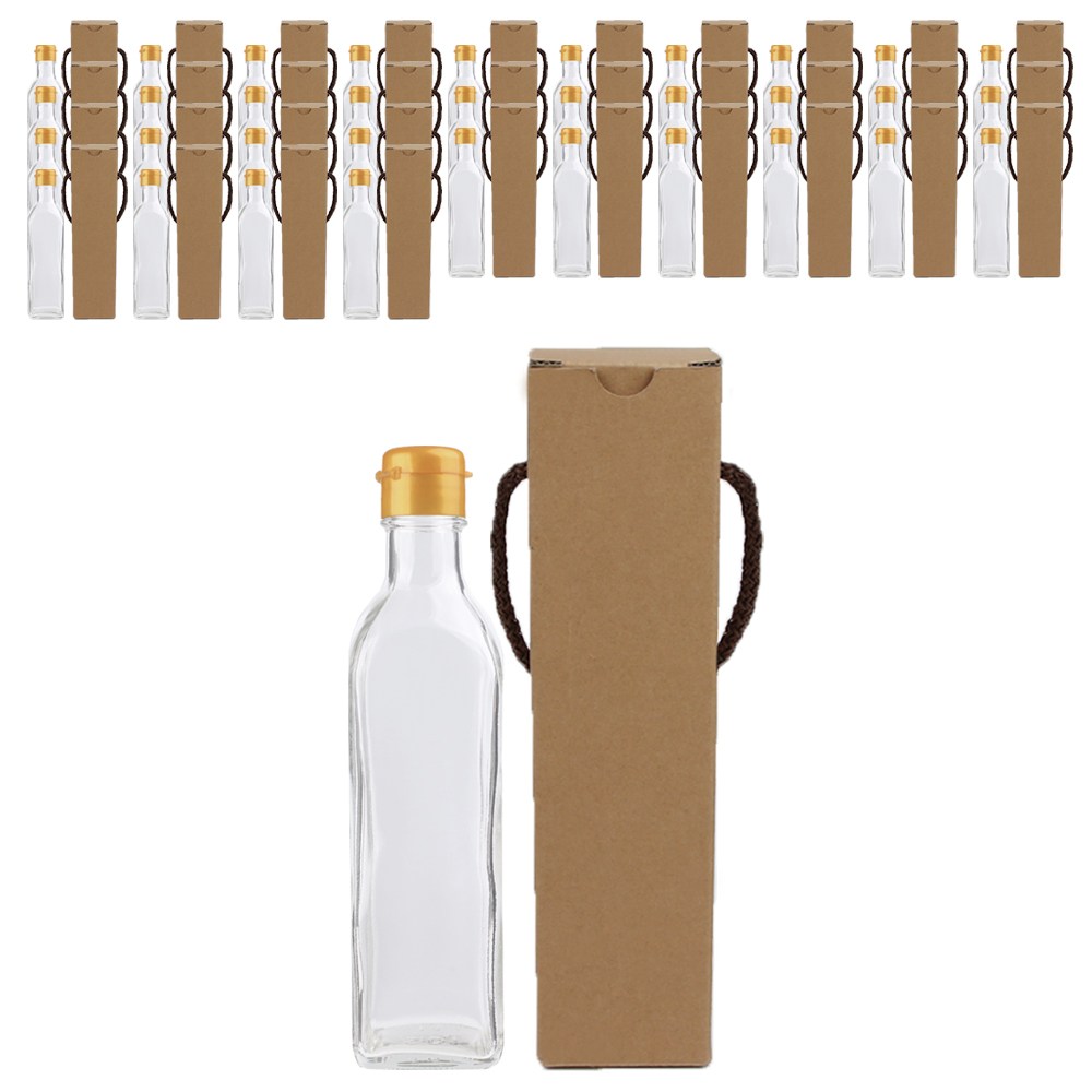 가인글로벌 사각기름병300FN 유리병 + 원터치캡(소) 골드 + 포장박스, 35개, 300ml 56,000원