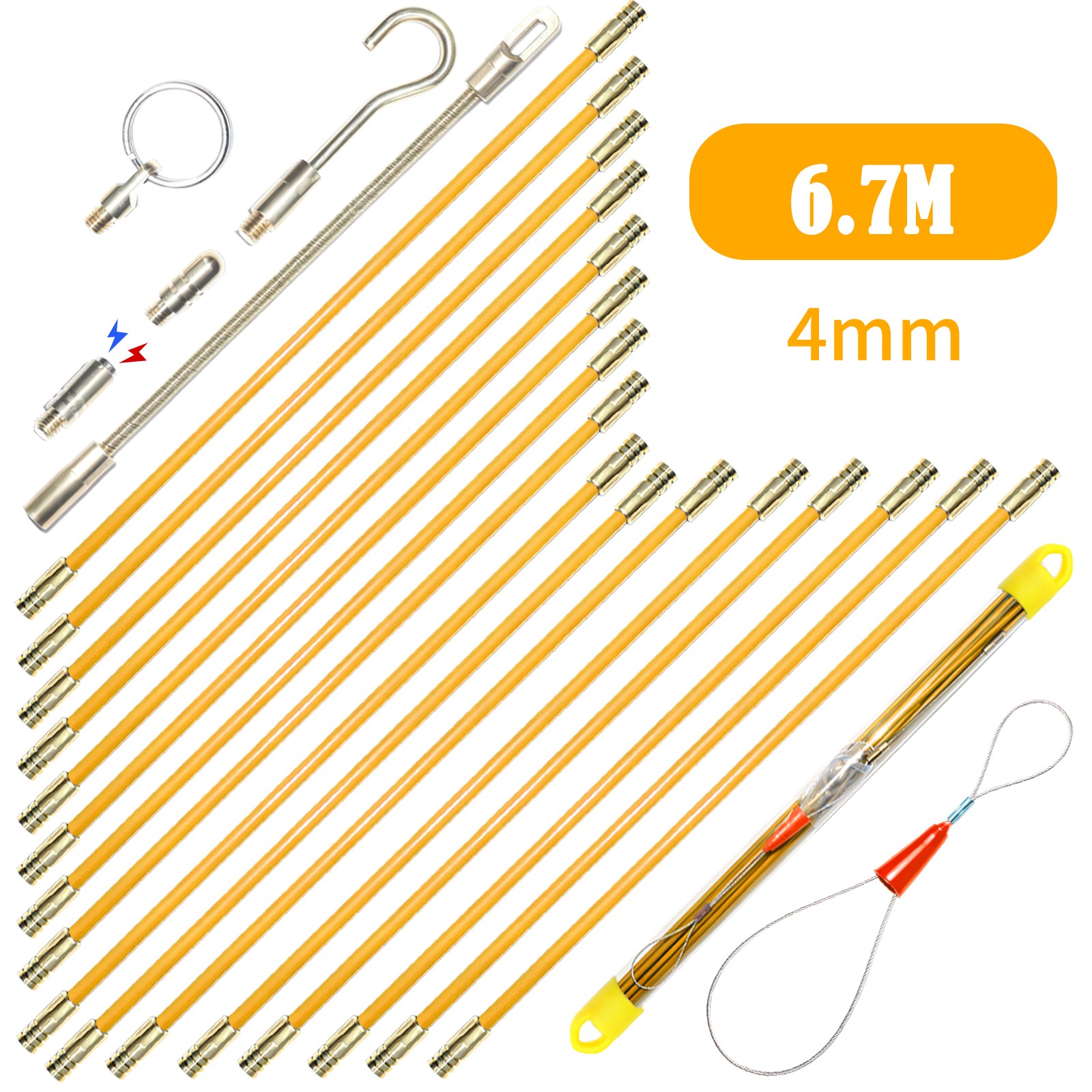 전기공 천장 배선용 도구 낚시대 타입 요비선 4mm 6.7M 리드파트 훅 링 케이스 풀세트 천장위 마루밑 작업, 1세트 25,900원