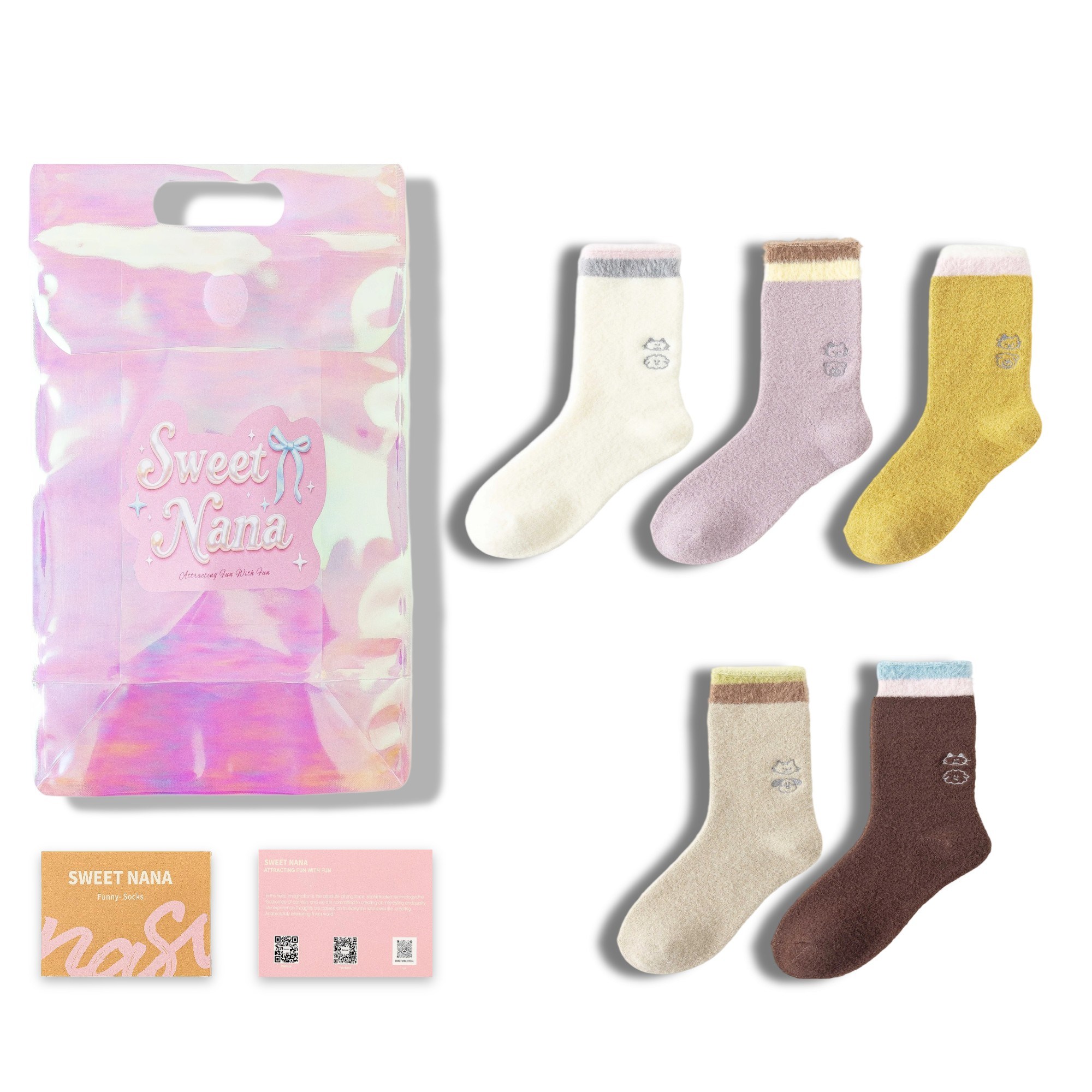 스위트나나  무압박 스트라이프  따뜻한 패치워크  종목 수면양말 5켤레 세트 18,100원