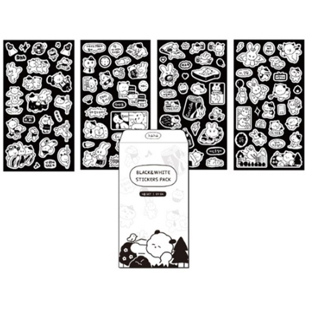 대시앤도트 뽀작뽀작 리무버블 흑백스티커 4종 세트, 현재가 62,390원