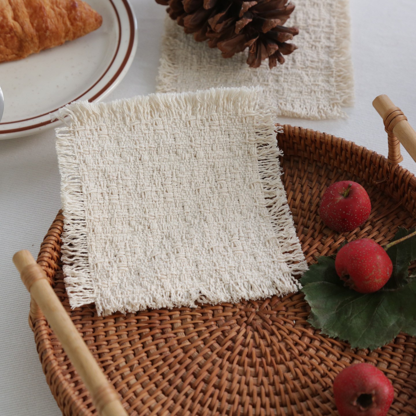 내추럴 린넨 감성 테이블 코스터 4P, 아이보리 15,000원