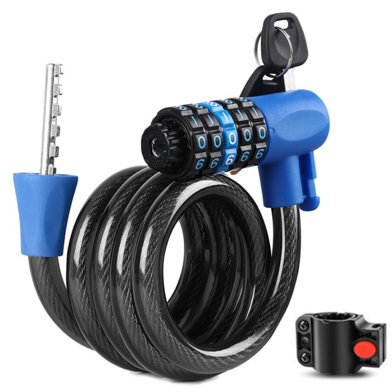 Skapendy 자전거 자물쇠 5단 번호자물쇠 번호키 열쇠 다기능 잠금장치, 1개, 블루 35,900원