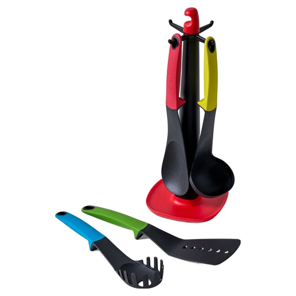 코렐코디네이츠 심플 인덱스 주방조리기구 세트, 혼합색상, 1세트, 요리스푼 + 국자 + 뒤집개 + 면국자 + 거치대 34,900원