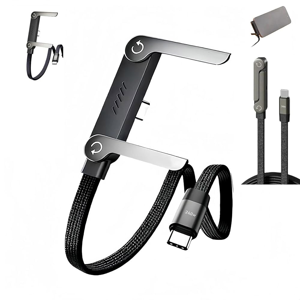 스탠드가 있는 인비저블 홀더 충전 케이블, 새로운 240W 초고속 접이식 내구성 C-C 코드, 스마트폰 태블릿용 사이드폰 충전기 (1개) 81,900원