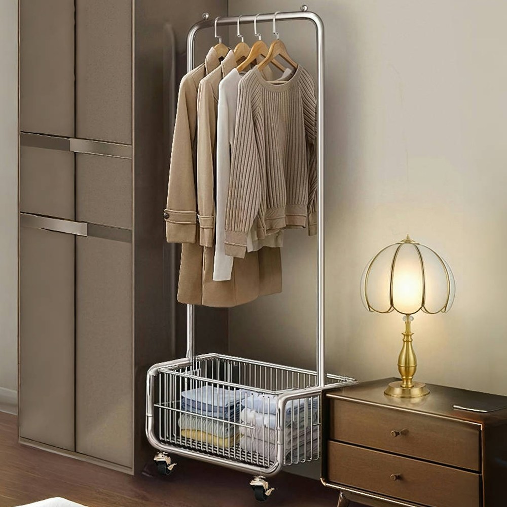 CABICO 바구니 있는 이동식 행거 스탠드 튼튼한 고급 시스템 옷걸이 행거, 실버 44,800원