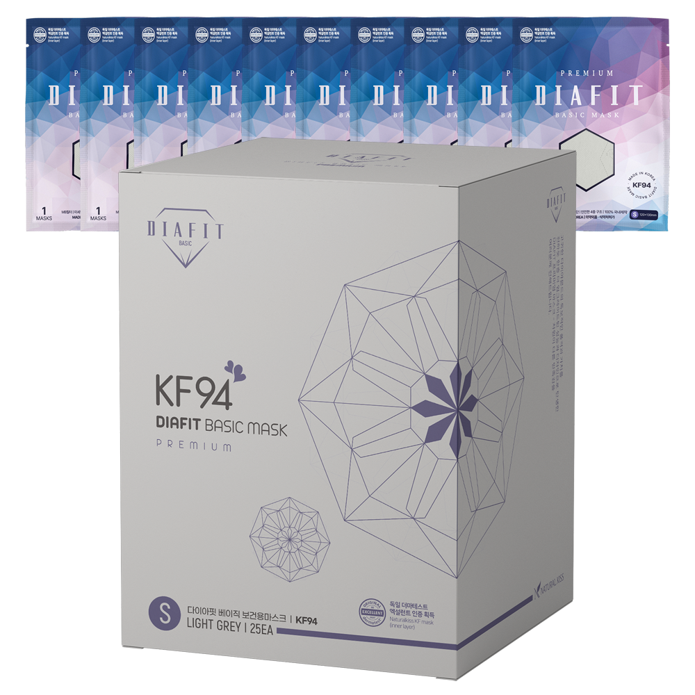 내추럴키스 다이아핏 KF94 국내생산 새부리형 개별포장 소형, 라이트그레이, 200개, 1개입 59,900원