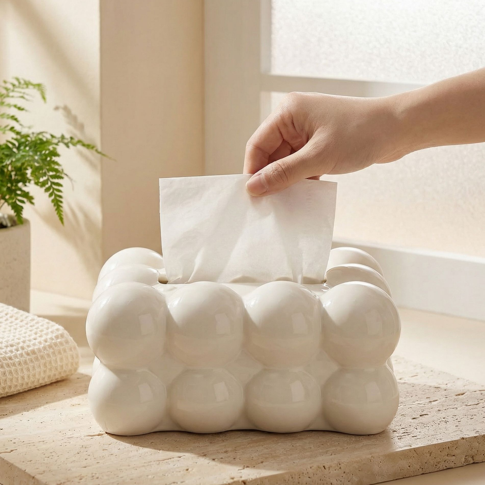 가온템 조약돌 휴지케이스 오브제 유광티슈케이스, 화이트, 1개 8,500원