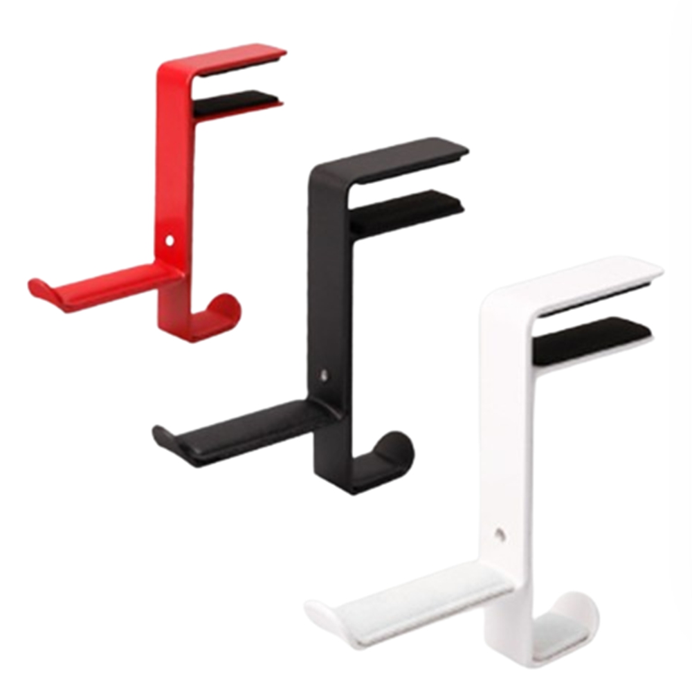 책상 고정형 듀얼가방걸이 2in1 사무실데스크 헤드폰행거 철재무타공거치대, 화이트, 1개 5,900원