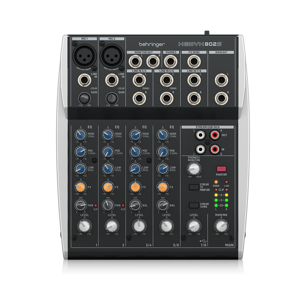 베링거 XENYX 802S 프리미엄 아날로그 8채널 믹서 (USB 스트리밍 인터페이스 내장), 단일색상, BEHRINGER 802S 145,000원