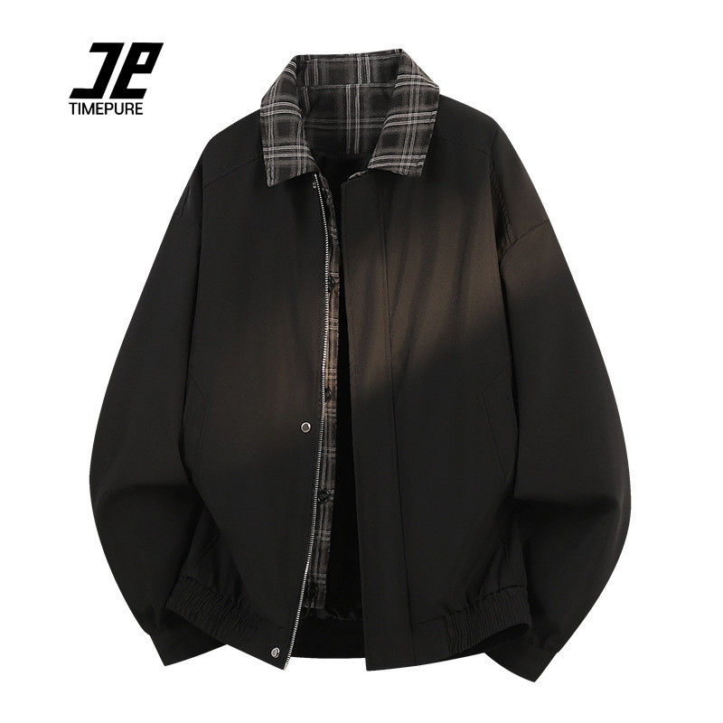 TIMEPURE 봄가을 레이어드 체크무늬 라이더 자켓 48,800원