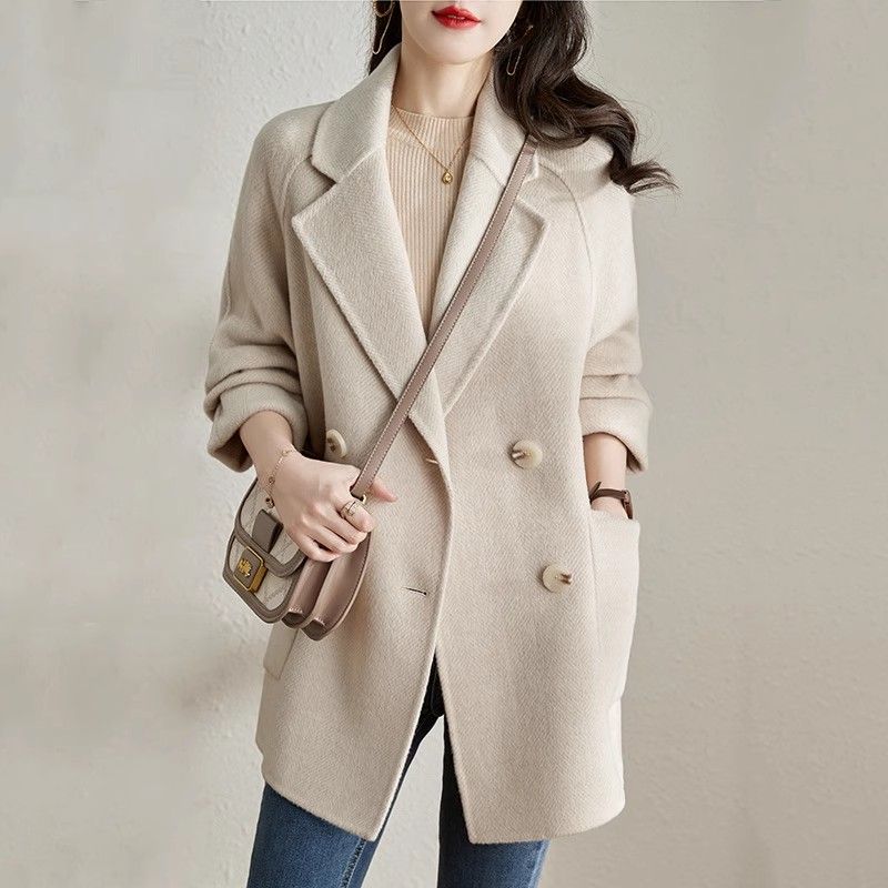 AOKADA 여성 가을 겨울 오버핏 모직 하프 코트 키작녀 반코트 37,180원