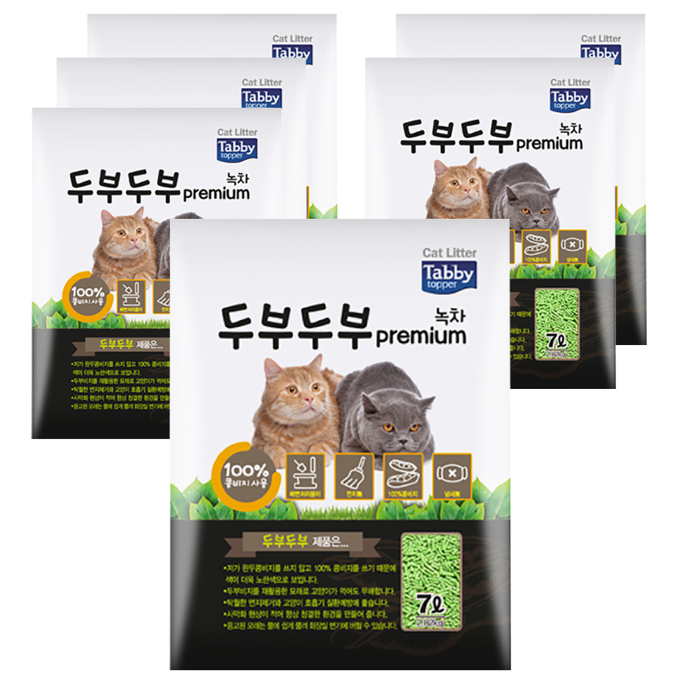 테비토퍼 응고형 두부두부 프리미엄 고양이 모래, 7L, 6개, 녹차 25,100원