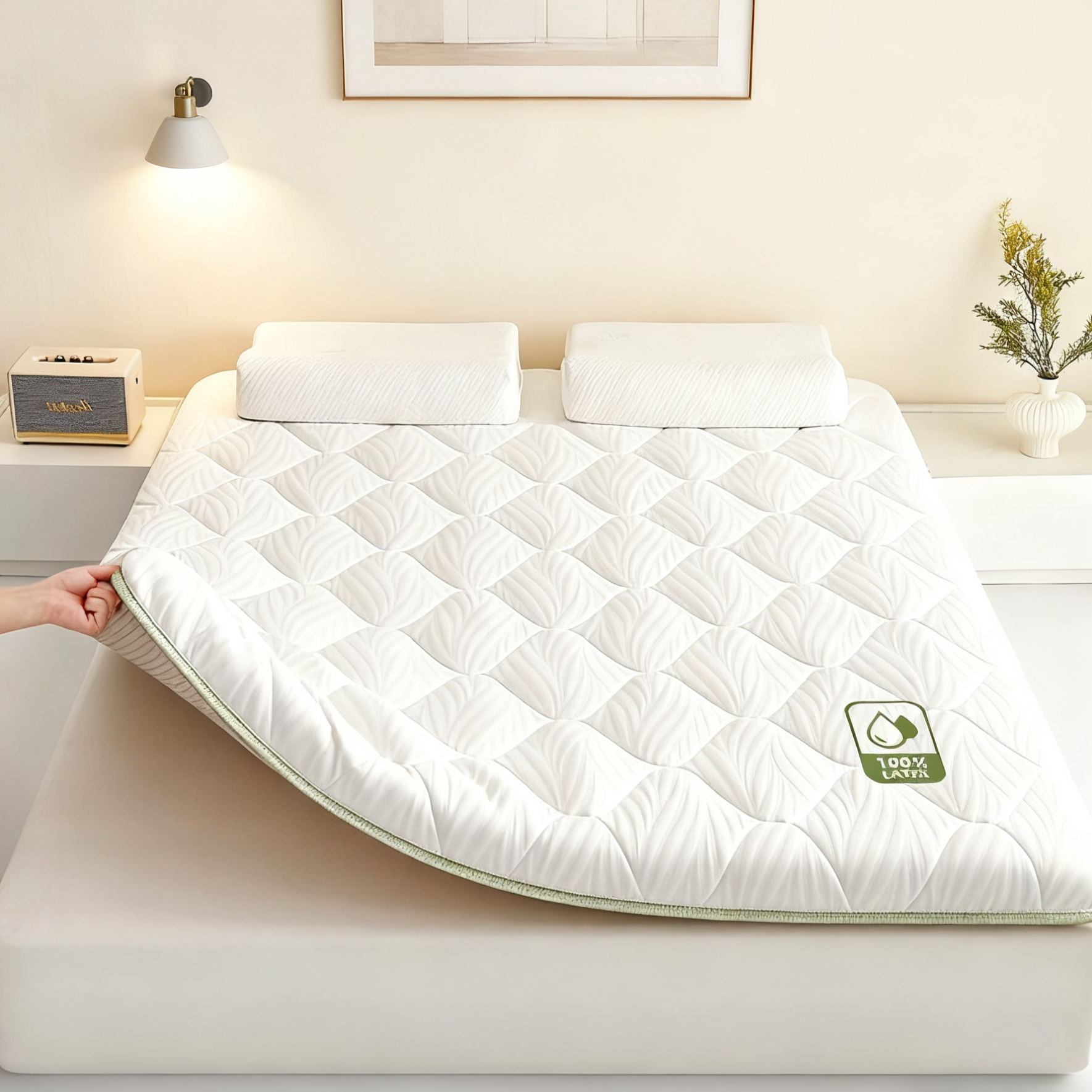 BYOU 인체공학 천연 라텍스 메모리폼 매트리스 9CM 편안한 숙면 척추건강 매트리스, 화이트 프린트 119,600원