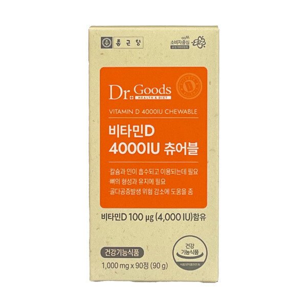 종근당 종근당건강 닥터굿스 비타민D 4000IU 츄어블 1000mg x 90정 385551 24,240원