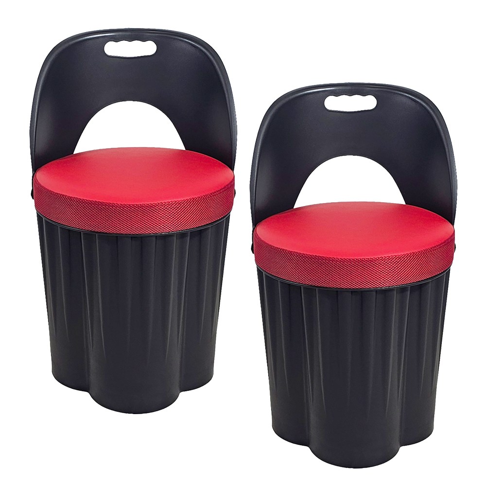 천하퍼니처 국내생산 등받이 일체형 수납 원통의자 블랙, 블랙/레드, 2개 46,000원