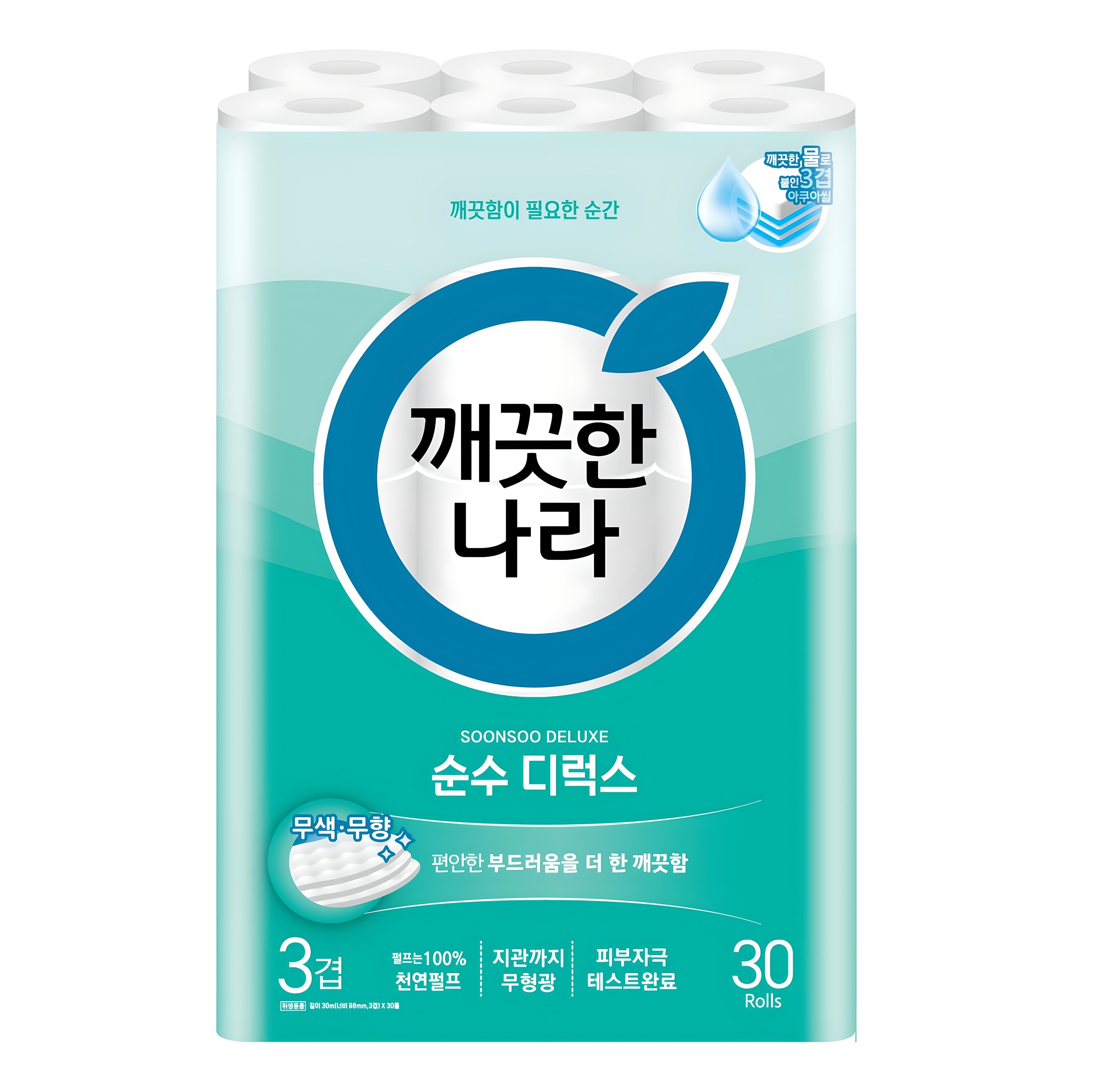 깨끗한나라 순수 디럭스 천연펄프 3겹 화장지, 30m, 30개입, 1개 16,900원