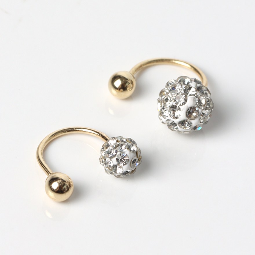 오로프 전체 14K 금 U자형 10가지 색상 피어싱 큐빅 크리스탈 점토볼 미러볼 파베볼 피어싱 데일리 귀걸이 (스몰/미디엄 사이즈) 33,390원