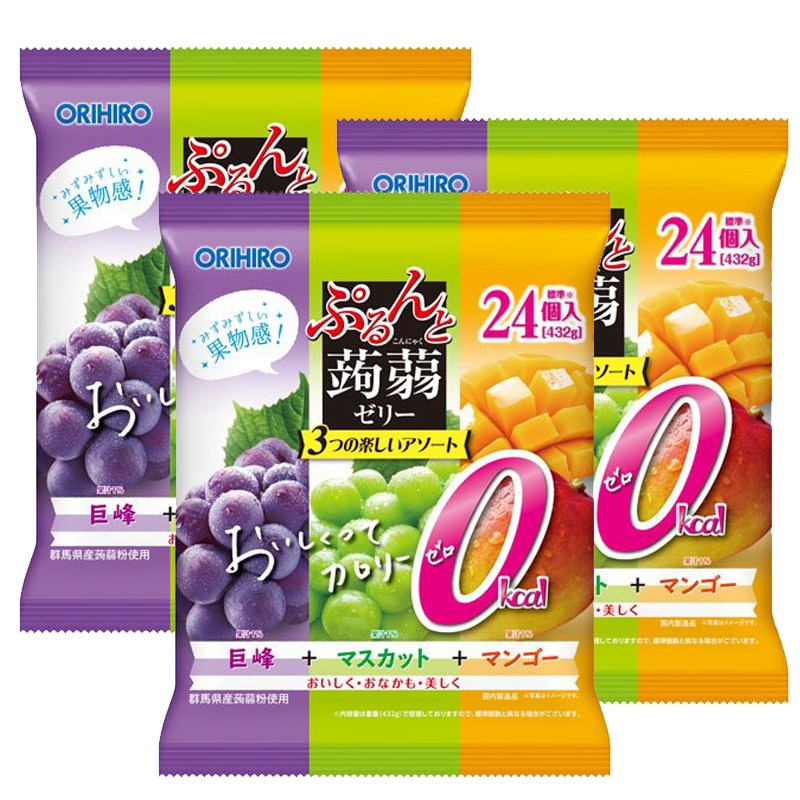 오리히로 곤약젤리 칼로리제로 파우치 대용량 (거봉&머스캣&망고 / 24개입) 3세트 29,800원
