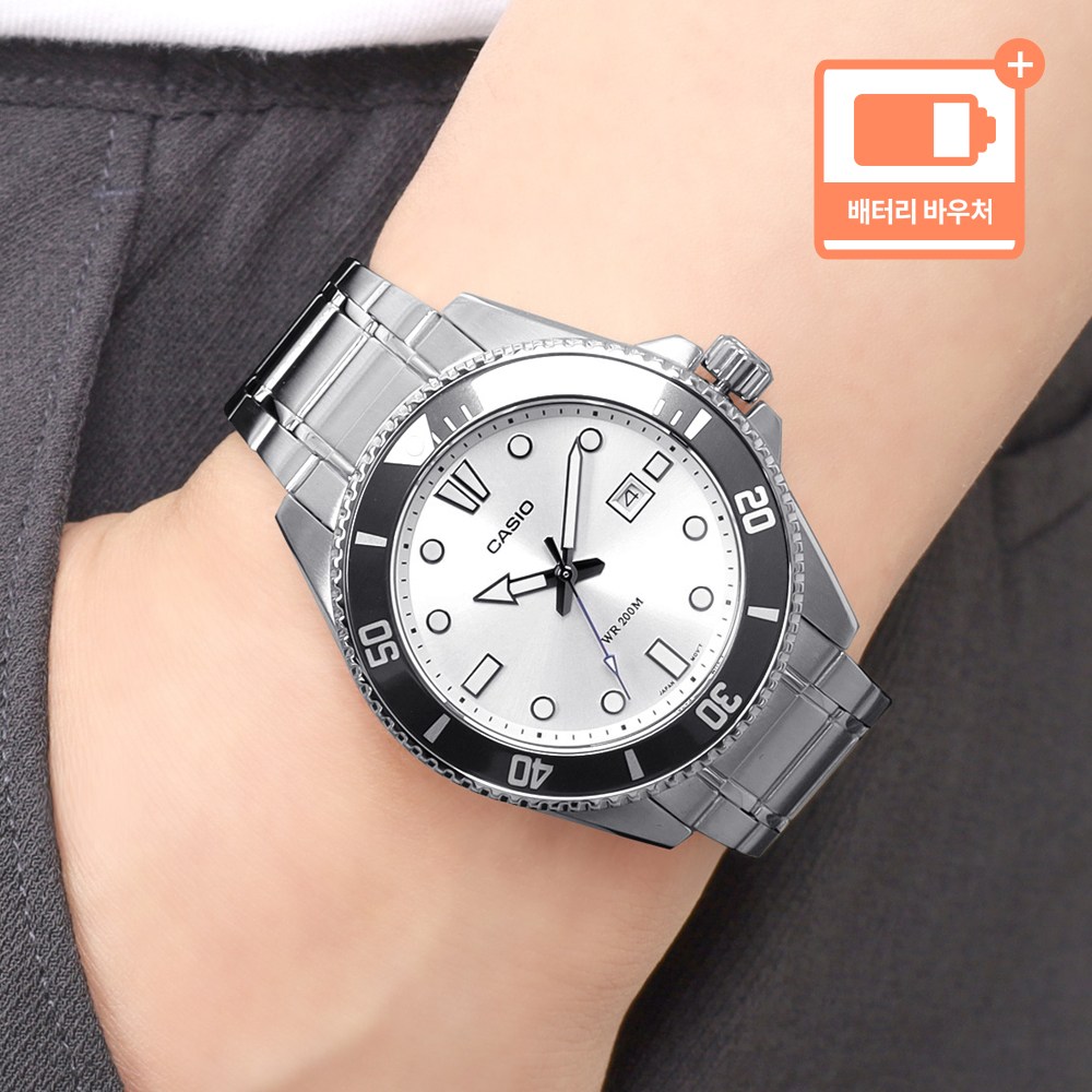 카시오 흑새치 다이버룩 정장 캐쥬얼 남자 메탈 방수 손목시계 + 배터리 바우처 124,160원