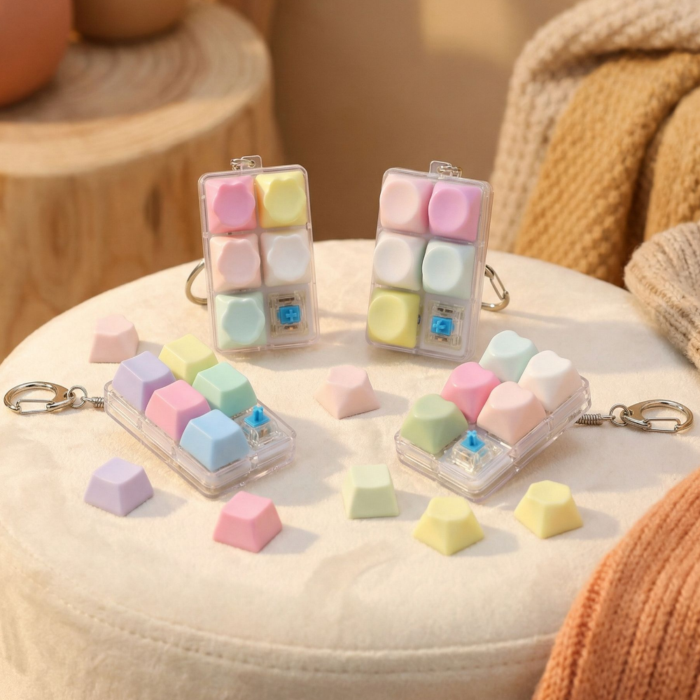 재린 [중독주의/랜덤배송] 마카롱 파스텔 6구 키보드 키캡 키링 딸깍이 기계식 클리커 스트레스 해소 피젯토이, 현재가 13,920원