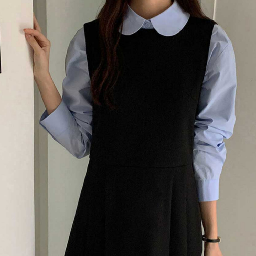 엘리오르 클래식 조끼 플리츠 롱 원피스 베스트 레이어드 하객룩 오피스룩 드레스 73,000원