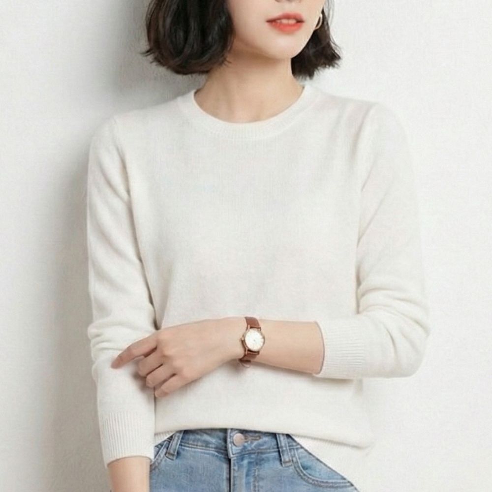 소프트터치 여성 라운드넥 긴팔 니트 데일리 비스코스 니트 18,700원