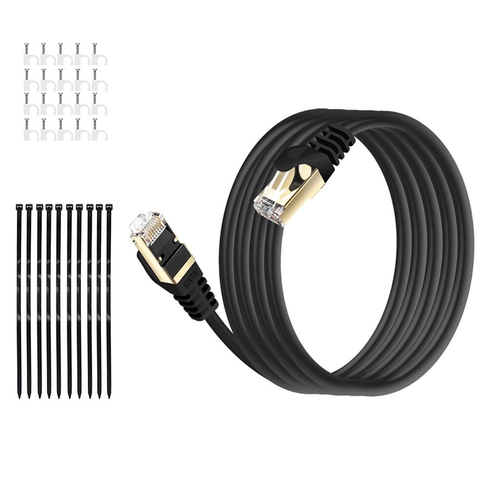 HUO JI cat8 랜케이블 초고속 40Gbps 얇은 선 문틈 창문틈, 20m, 1개, PVC 검정색 29,990원