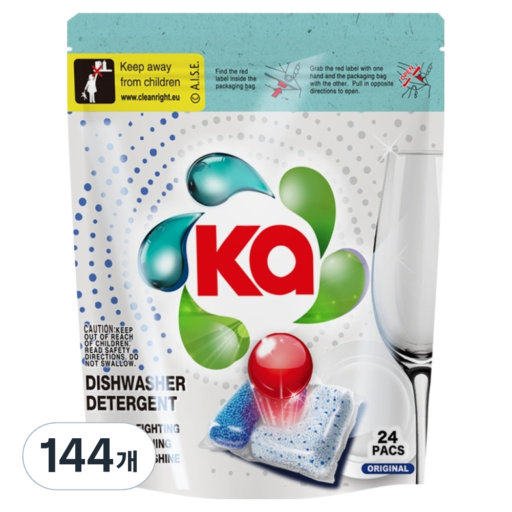 카포드 떼 기름제거 강력세척 올인원 식기세척기 캡슐세제 3 in 1 오리지널향, 144개, 12g 65,400원