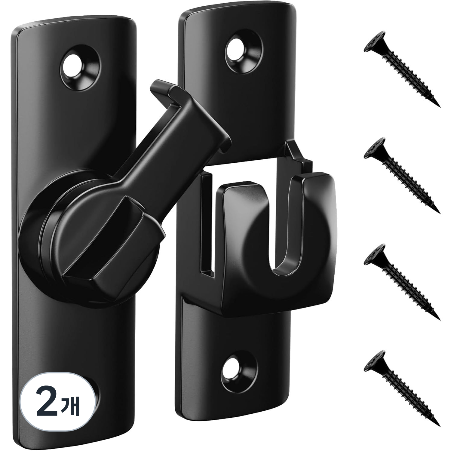 [루이/현관문안전고리] 90도 180도 회전 도어락 미닫이문 잠금장치 / 강력한 보안 & 쉬운 설치, 블랙, 2개 16,230원