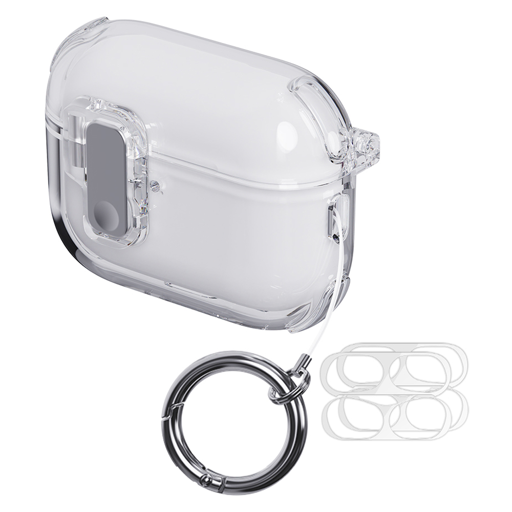 칸탐 에어팟 프로3 투명 잠금 케이스 + 철가루 방지 스티커 2p 세트, 에어팟 프로3, 투명, 1세트 11,900원