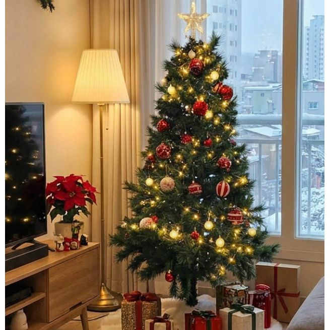 모노하우 크리스마스 트리 전구 오너먼트 풀세트 홈장식 150cm 80,000원