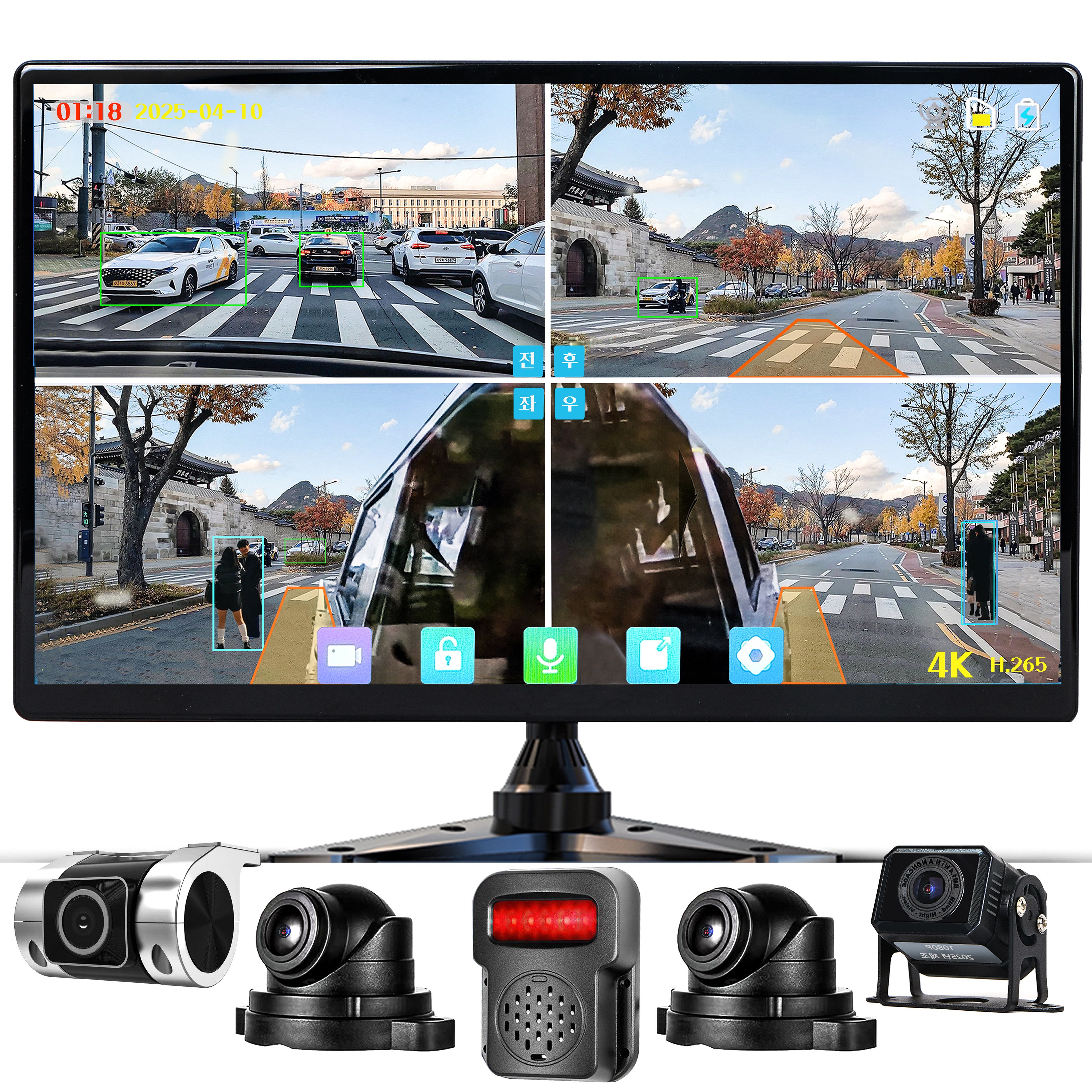 WINANON 4채널 터치 화물차 블랙박스 4K고화질 AI 생체인식 시스템 10.1인치 800만화소 1080P 128G 트럭 차량 풀세트 233,200원