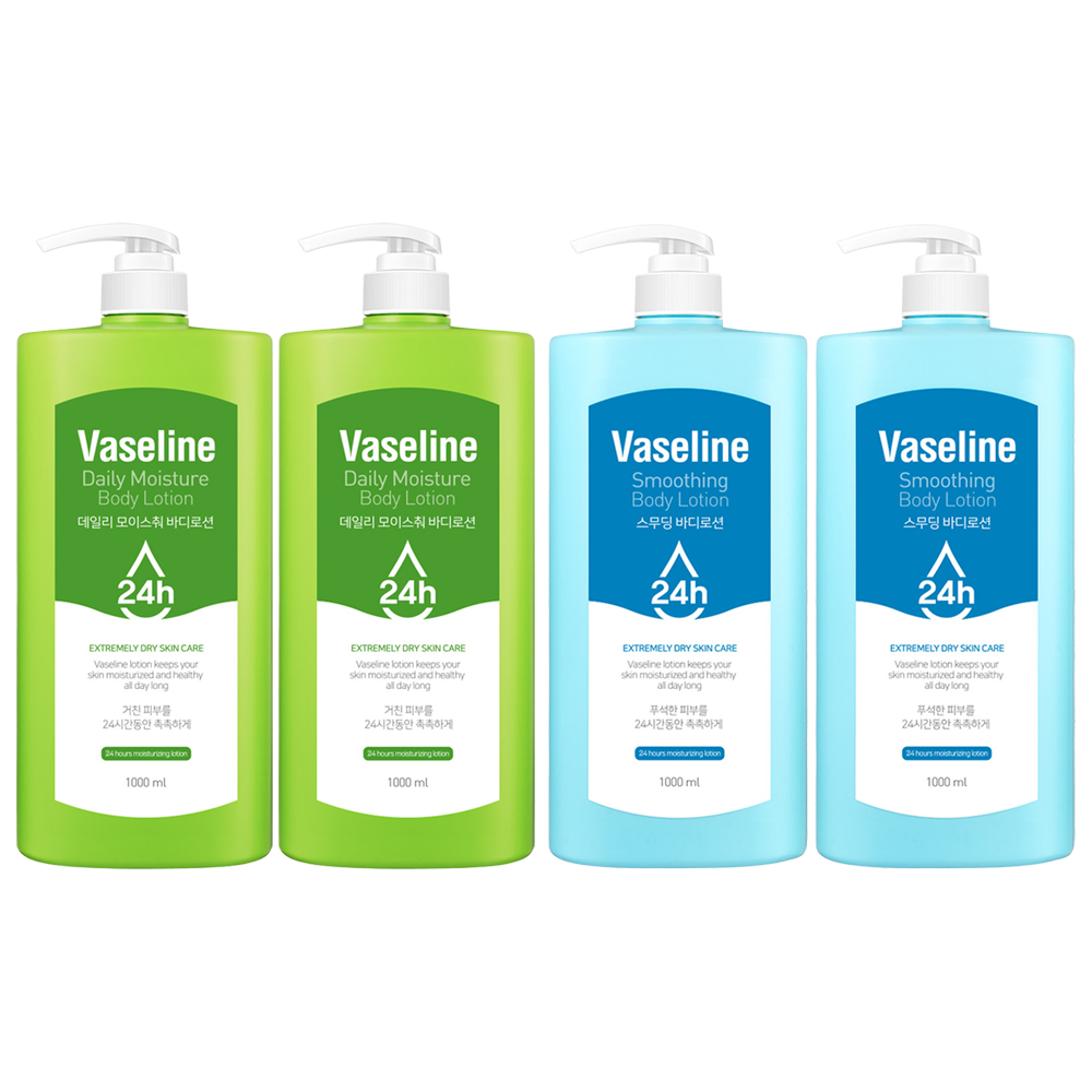 바세린 24h 고보습 바디로션 데일리 모이스춰 1000ml + 스무딩 1000ml, 2개, 1L, 현재가 15,900원
