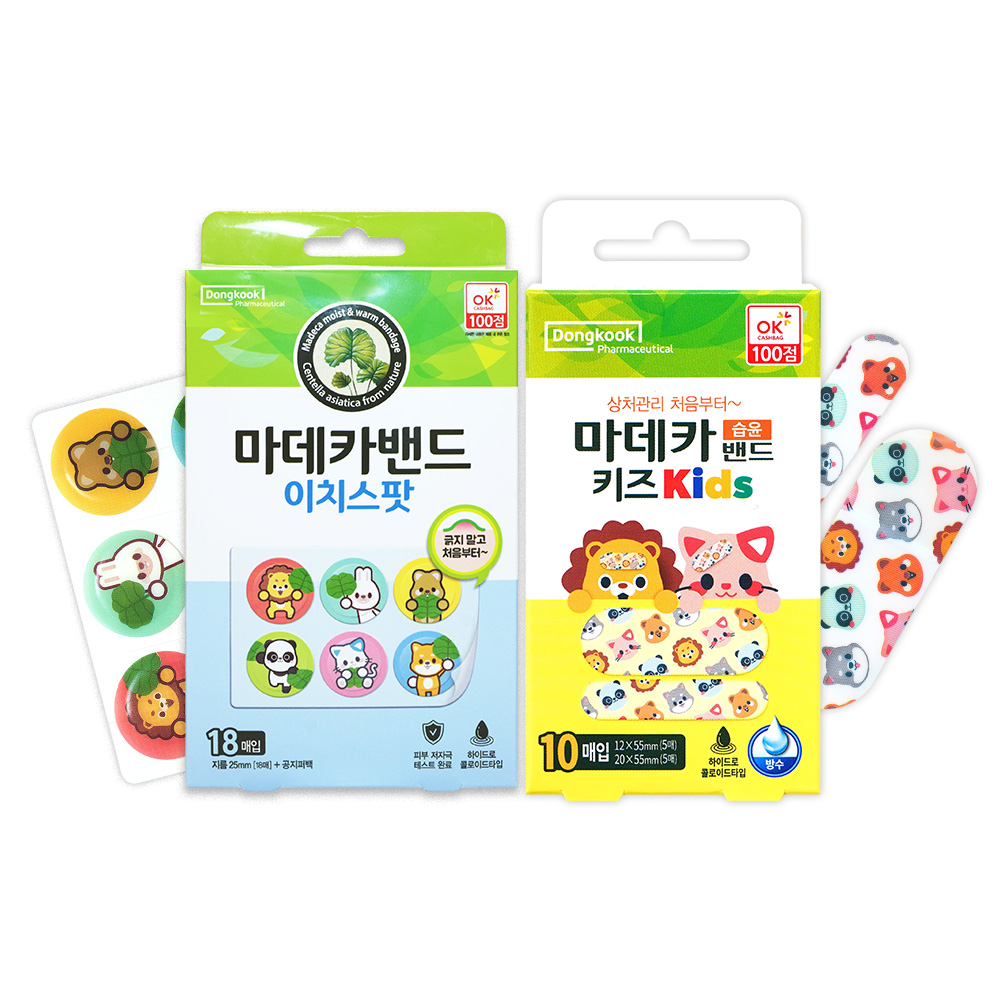 동국제약 마데카 습윤밴드 키즈 10매입 + 마데카밴드 이치스팟 18매입 캐릭터밴드 어린이밴드 유아밴드, 1세트, 2개입 13,080원
