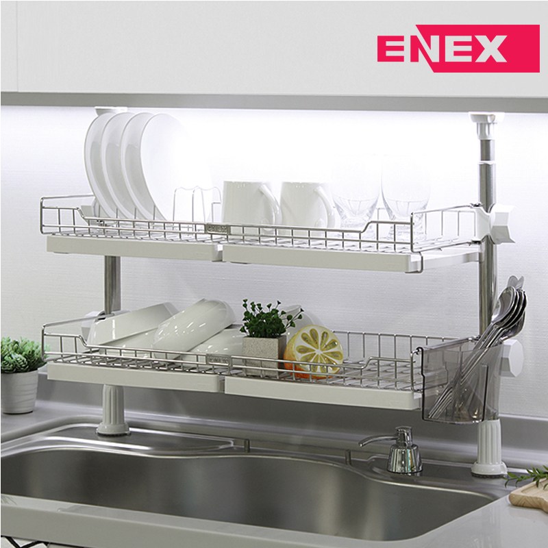 에넥스 식기건조대 600 사이즈 상부장 기둥식 식기건조대 화이트 블랙, 1개 59,000원