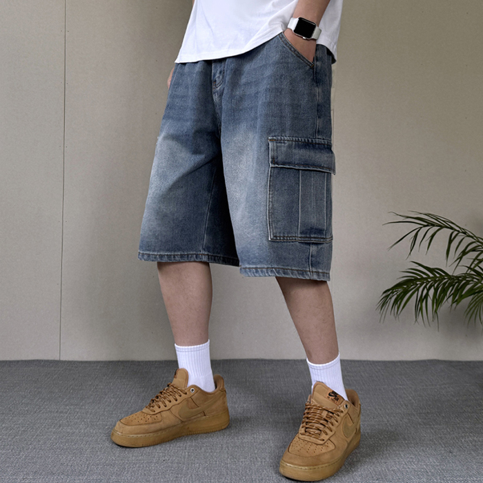 머시따 남성용 빈티지 워싱 카고 버뮤다 데님 반바지 29,800원