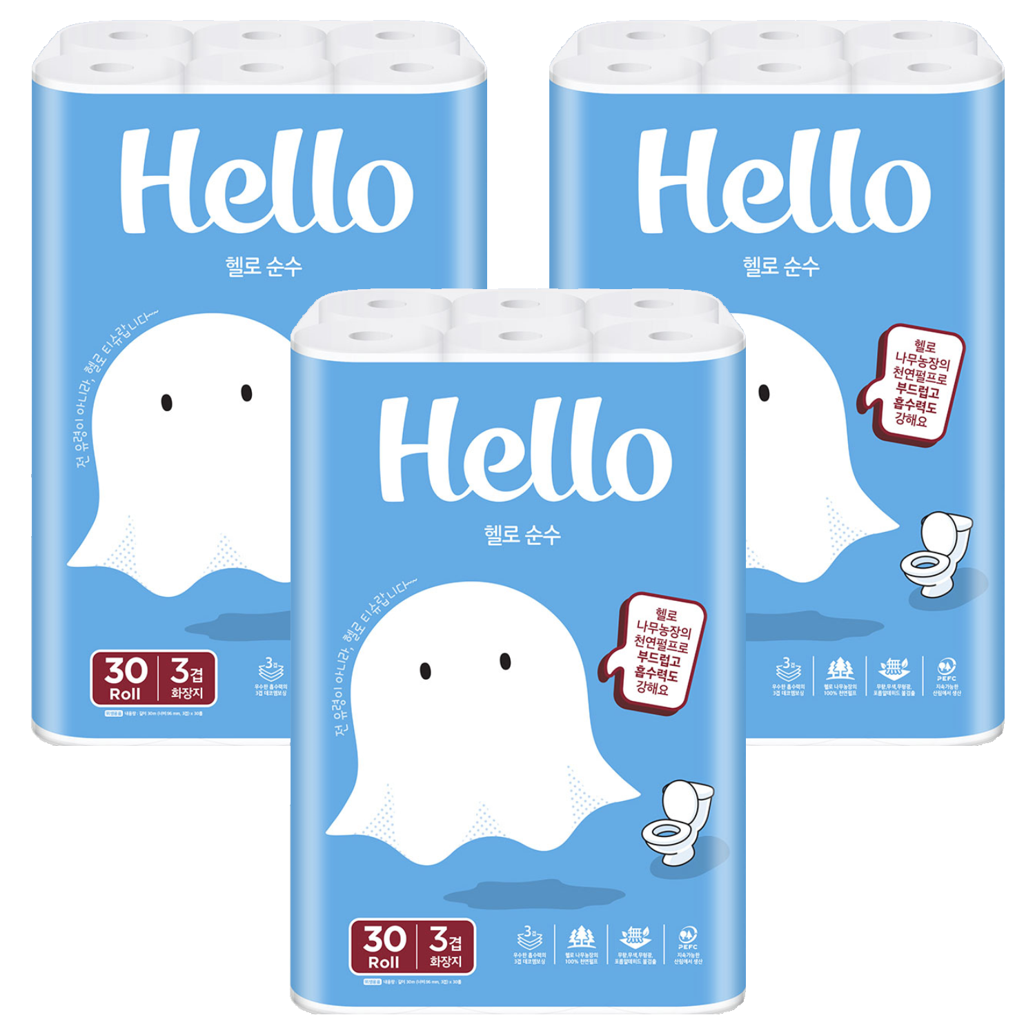 헬로 순수 천연펄프 3겹 데코 고급롤화장지, 30m, 30개입, 3개 40,880원