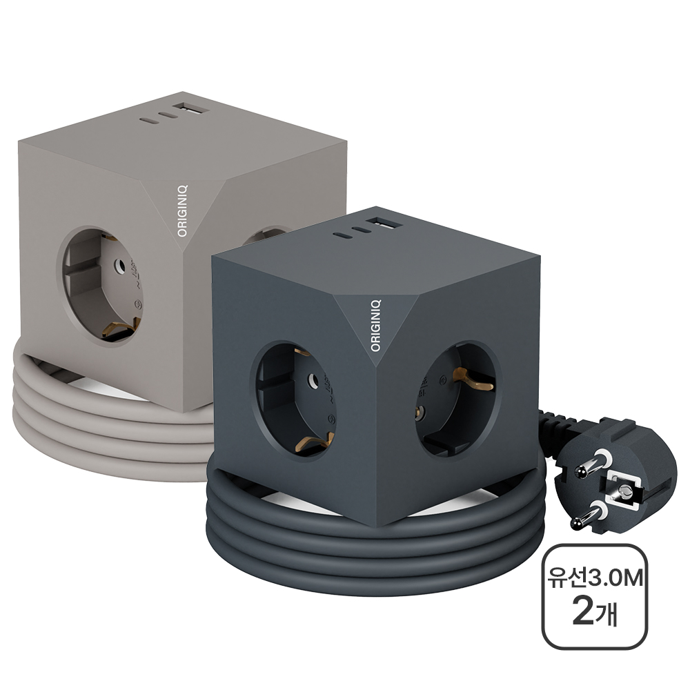오리지니크 고속충전 고용량 멀티어댑터 USB 유선 멀티탭 3.0m 2개세트, 라이트브라운+딥그레이(유선3.0M), 1개, 3m 137,930원