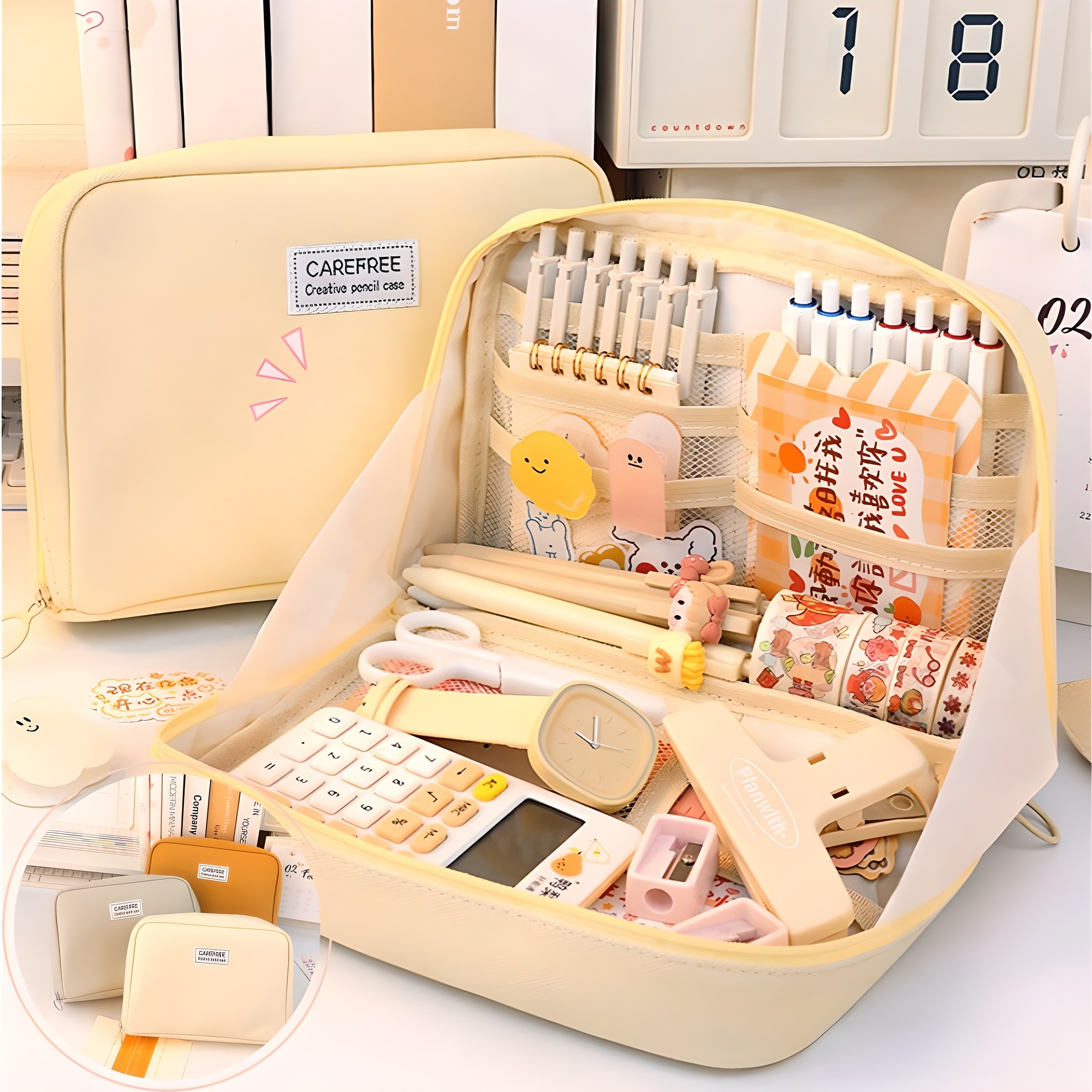 로르블랑 심플 대용량 파우치 필통, 베이지 9,900원