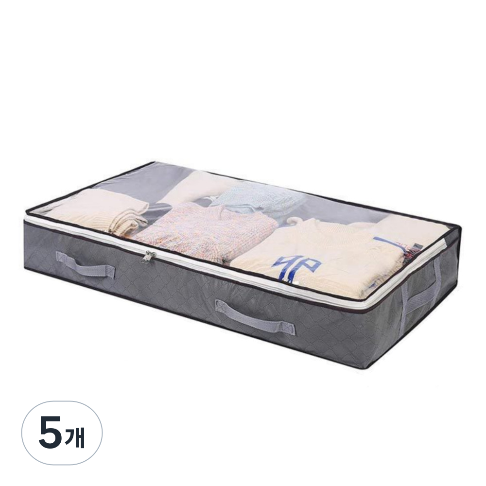 패브릭 부직포 정리함 이불 옷 언더베드 침대 보관함 의류 수납 주머니 리빙 박스, 그레이, 5개 44,580원