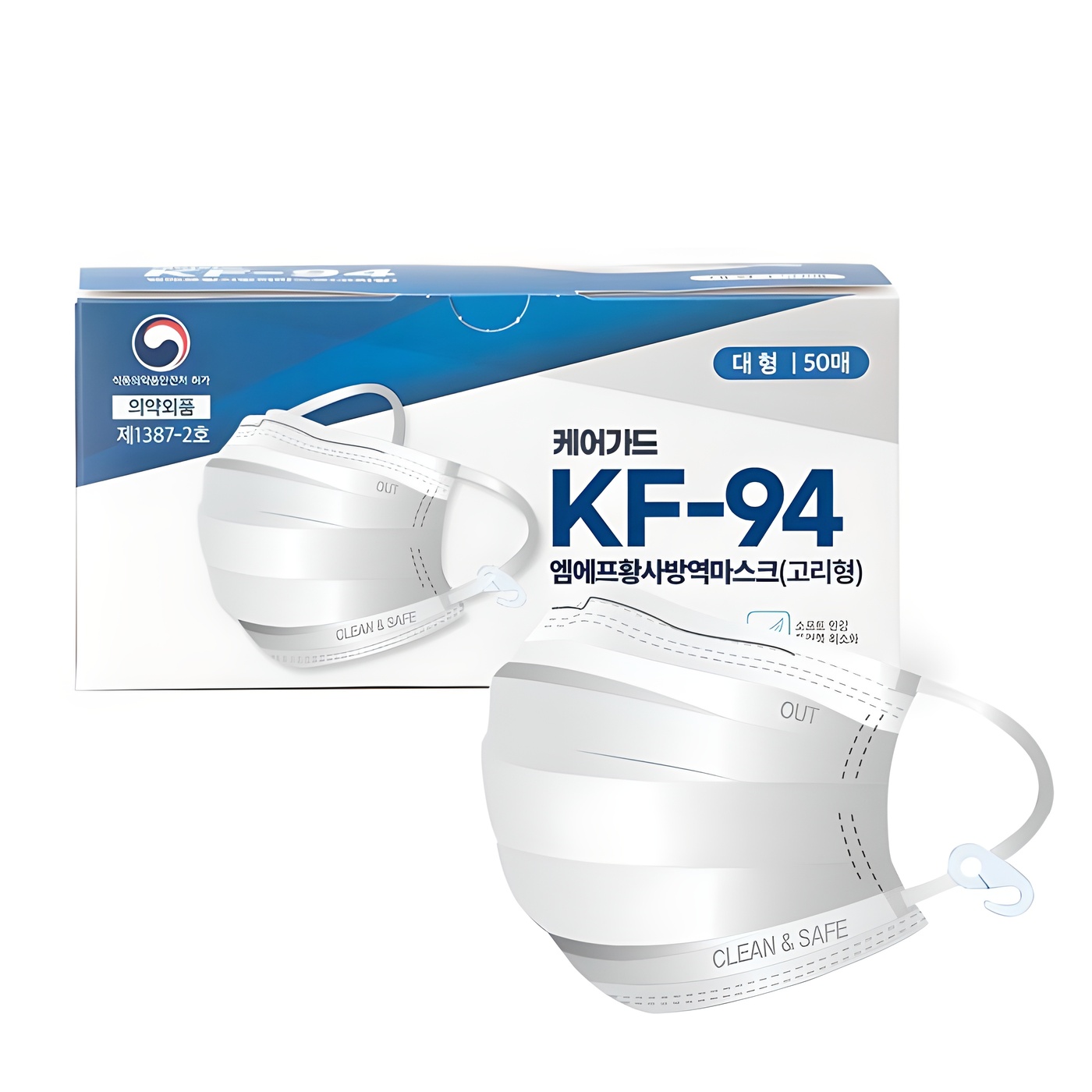 케어가드 국내생산 엠에프 황사 방역마스크 대형 KF94 13,890원