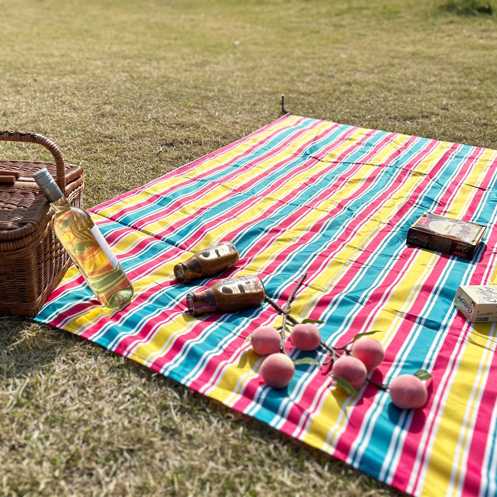 피크닉 경량 돗자리 휴대용 감성 방수 스트라이프 가방세트, 핑크그린_스프라이트 9,800원