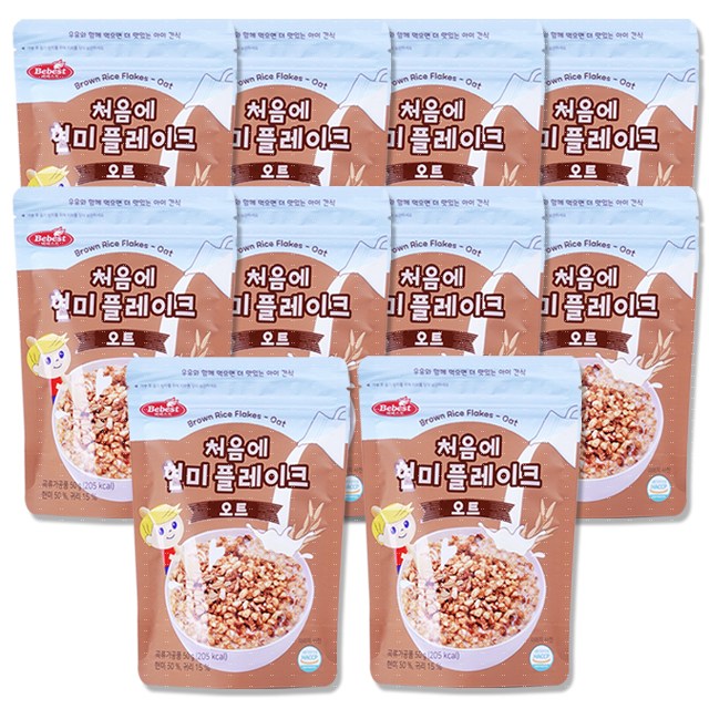 베베스트 처음에 현미 플레이크 시리얼 오트 50g, 오트, 50g, 10개 10,900원