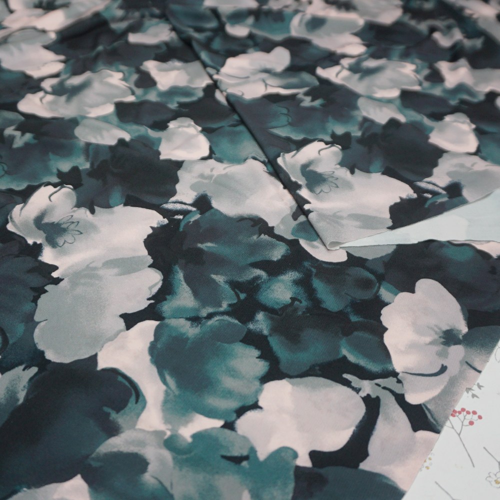 원단대장 DTP 원단 녹색 수묵화 꽃무늬 싱글스판 얇은천 원피스천 자체제작 의류천, 녹색, 1개 13,000원