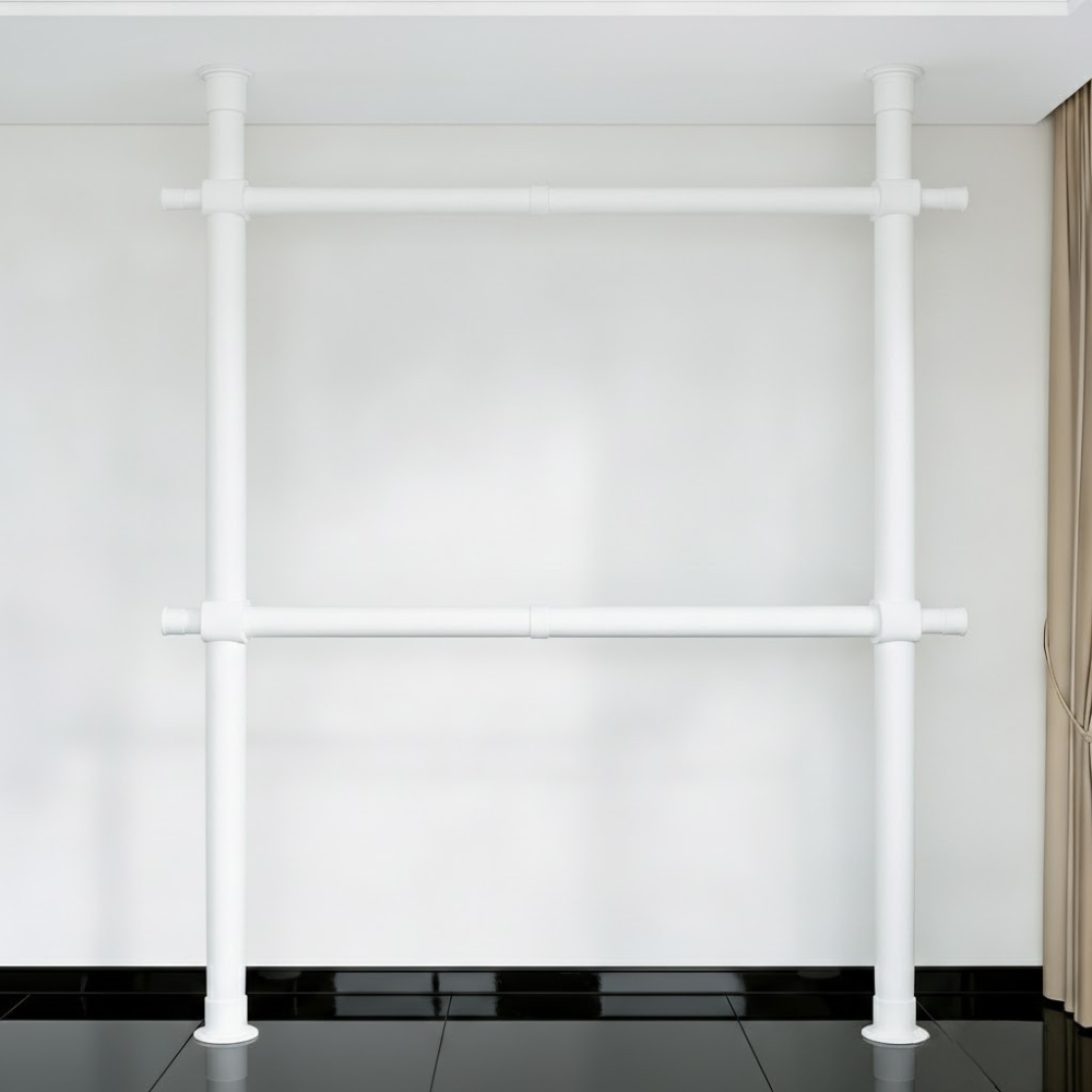 38파이 와이드 2단 행거 고강도 스틸 파이프 설치형 튼튼한 시스템 행거, 화이트 35,900원