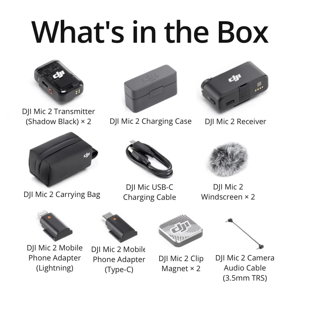 DJI Mic 2 무선 마이크 지능형 노이즈 캔슬링 32비트 플로트 내부 녹음 최적화된 사운드 505,500원